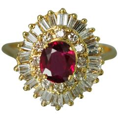 Ruby Diamond Gold Ballerina Ring