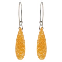 Pear Shape Orange Druzy Fashion Sterling Silver Drop Fashion Earrings
