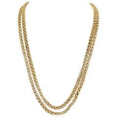 Classic Double Circles Long Gold Chain