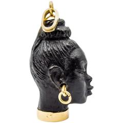 Elegant Ebony Gold Moor's Head Pendant