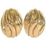 David Webb Large Hammered and Gloss Gold Earclips
