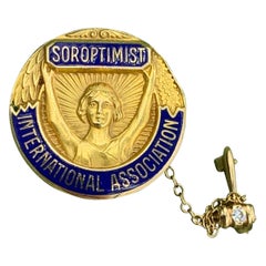 Used Diamond Enamel Soroptimist International Association Brooch Woman's Movement