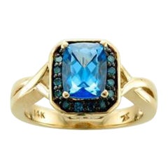 Le Vian Ring aus 14 Karat Honiggold mit blauem Topas und blauen Beerendiamanten