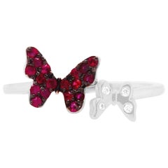 Ruby Black Rhodium 14 Karat White Gold Butterfly Fashion Ring