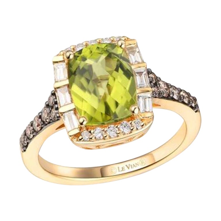 Le Vian Chocolatier Ring Featuring Green Apple Peridot Chocolate Diamonds For Sale