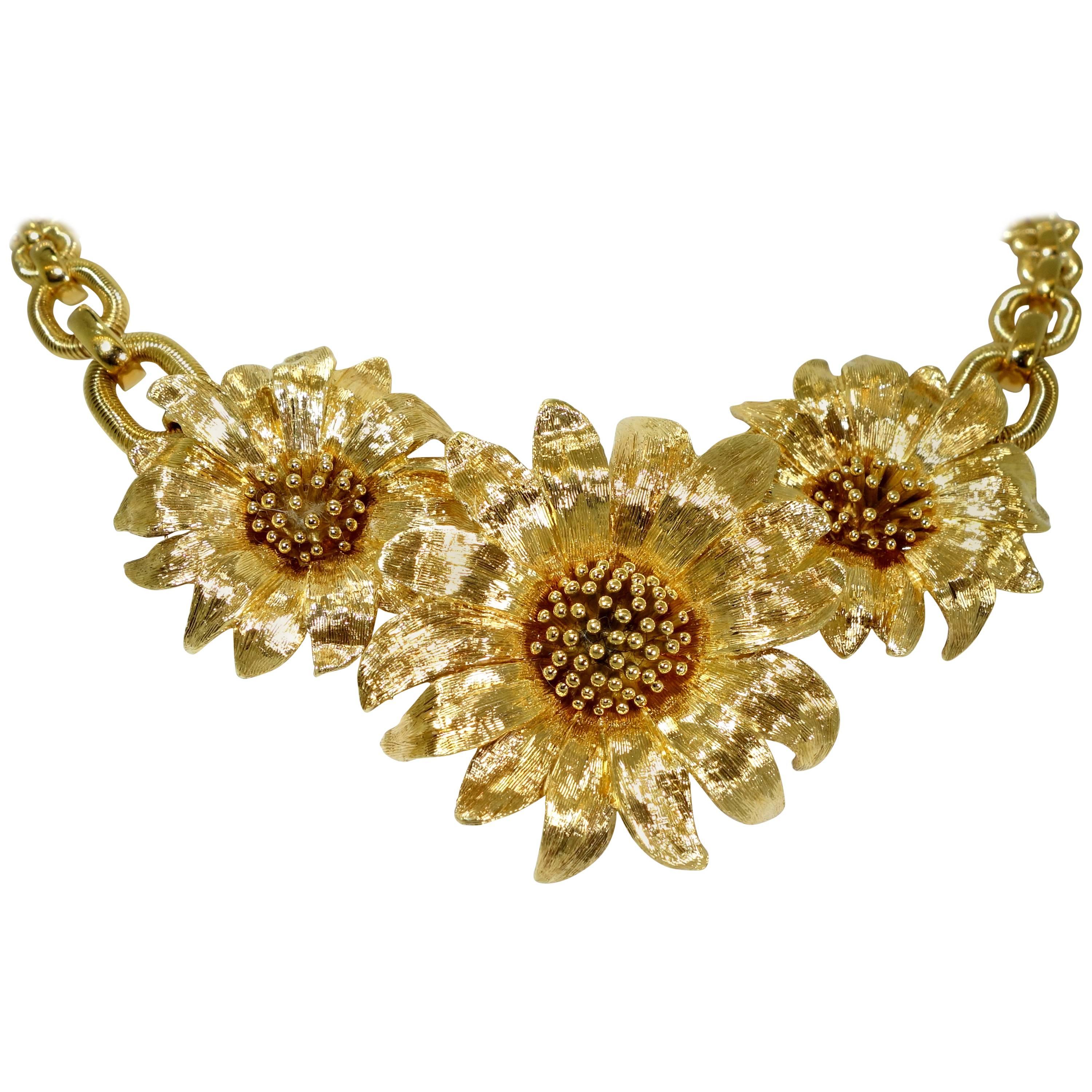 Contemporary Gold Sunflower Necklace