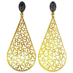 Alex Soldier Sterling Silver Gold Platinum Topaz Textured Festive Drop Earrings