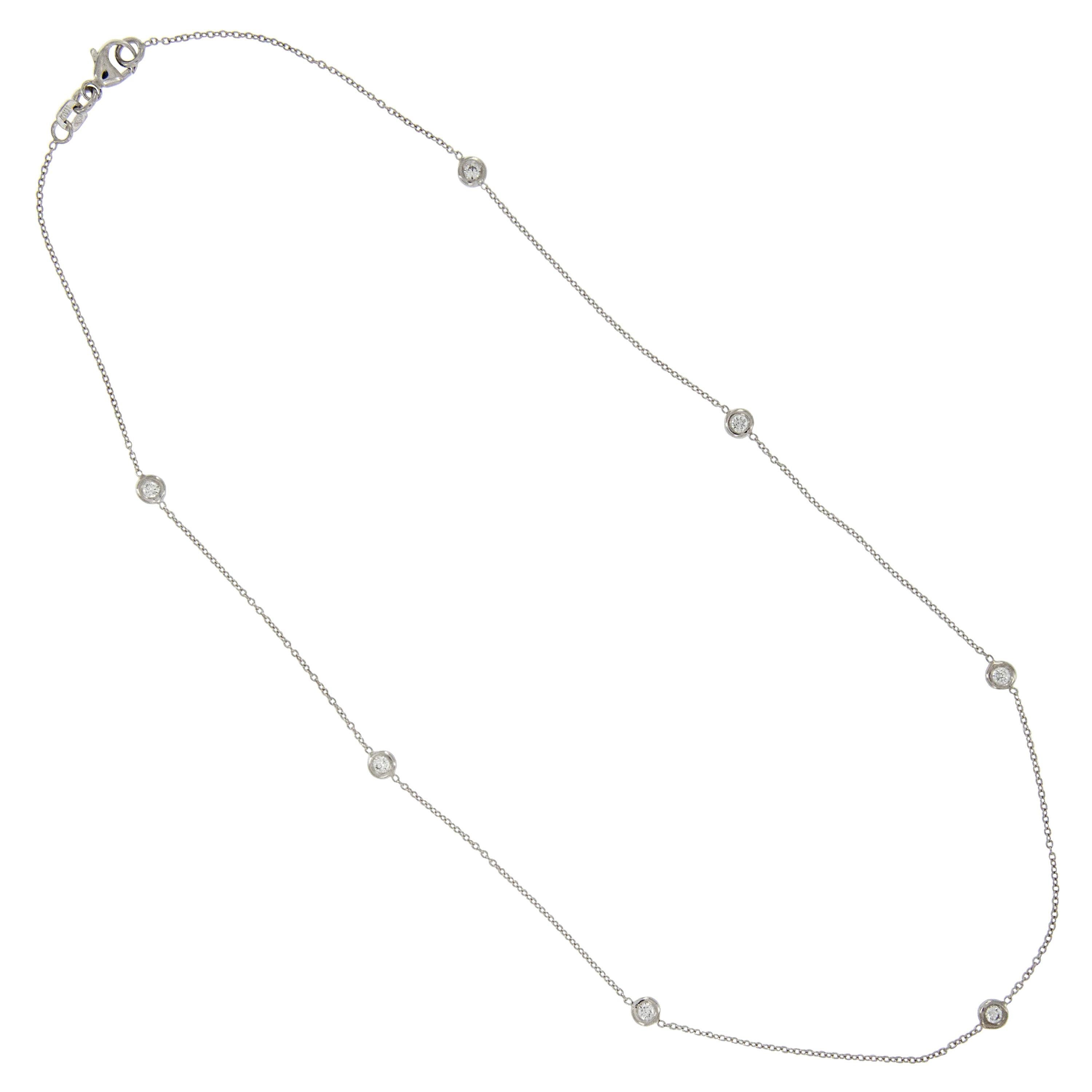 Platinum 0.70 Carat VS Clarity, F-G Color Diamonds by the Yard Station Necklace For Sale