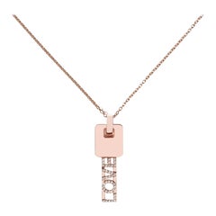 Diamond Love Key Pendant in in 18k Pink Gold