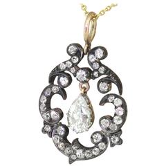 Victorian 3.48 Carat Old Cut Diamond Pear Drop Pendant 9
