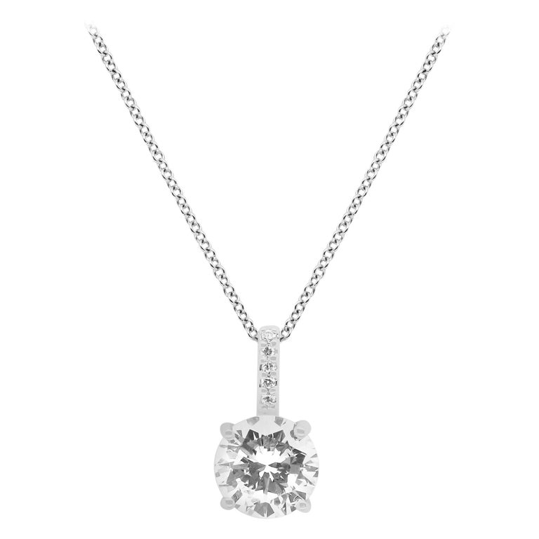 1.50 Carat Round Solitaire Single Diamond Drop Pendant Necklace 14
