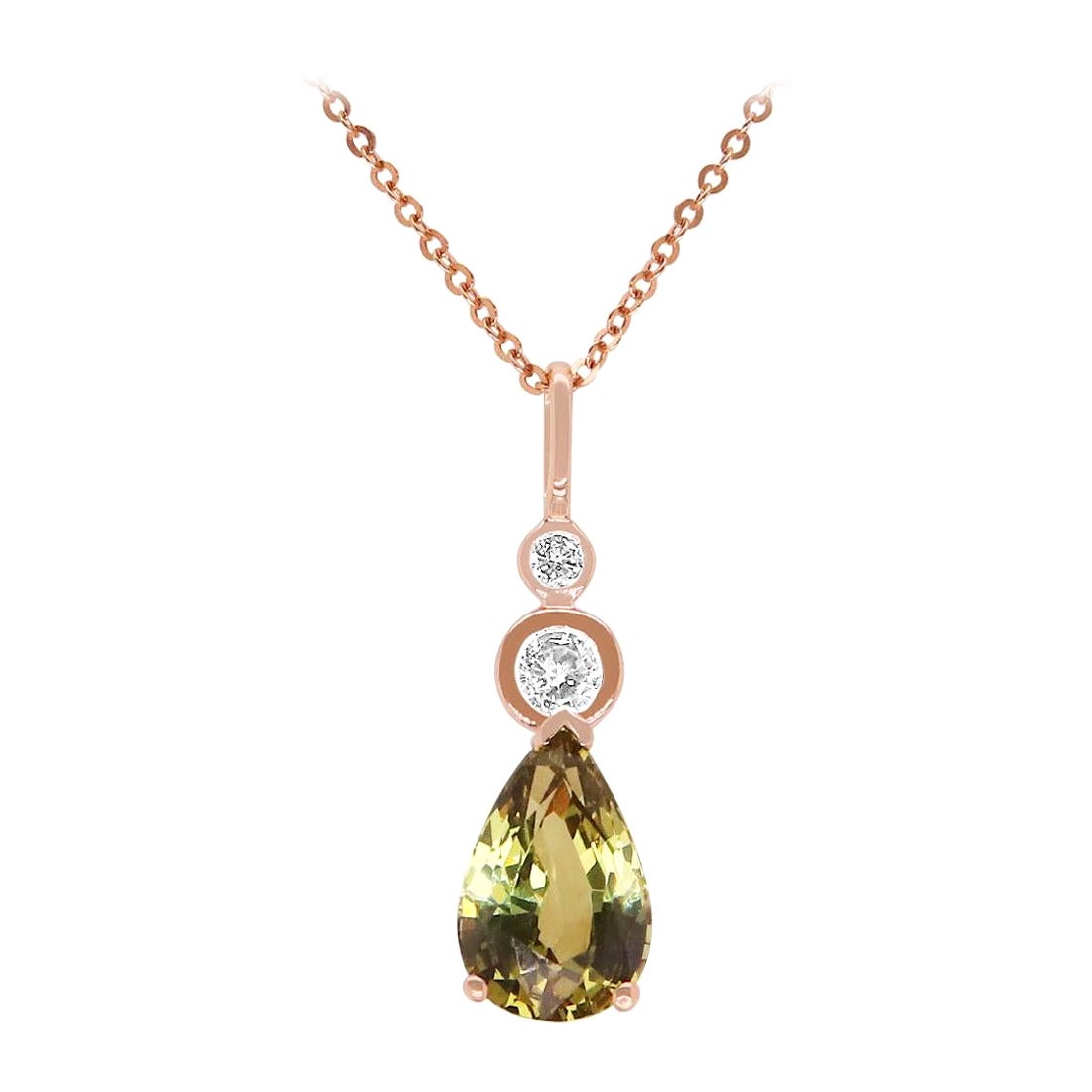 Gia Certified Natural Color Changing Alexandrite Diamond Pendant 14K Rose Gold