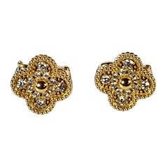 Van Cleef & Arpels Vintage Alhambra Yellow Gold and Diamonds Earrings