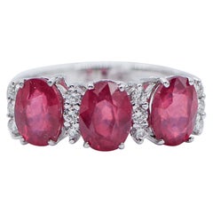 Ruby, Diamonds, 18 Karat White Gold Engagement Ring For Sale at 1stDibs