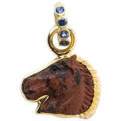 Mahogany Obsidian Gold Horse Head Pendant 9