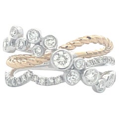 0.78 Ct. 3 Tone Diamond Crossover Highway Ring in Tri- Color 14K Gold ...