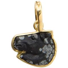 Snowflake Obsidian Horsehead Pendant 7