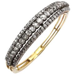 Victorian Old Cut Diamond Gold Bangle Bracelet