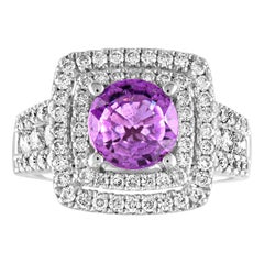 Certified No Heat 1.97 Carat Pinkish Violet Sapphire Diamond Gold Ring