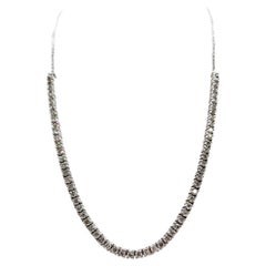5.85 Carats Mini Diamond Tennis Necklace Chain 14 Karat White Gold