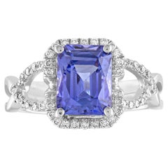 Bague en or avec tanzanite taille radiante de 2,97 carats et diamants