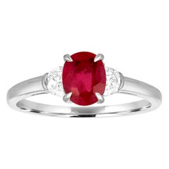 AGL Certified 1.04 Carat Oval Ruby Diamond Gold Ring