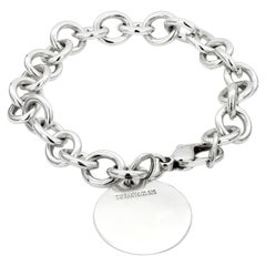 Tiffany and Co. Sterling Silver Link Bracelet with Monogrammed Charm