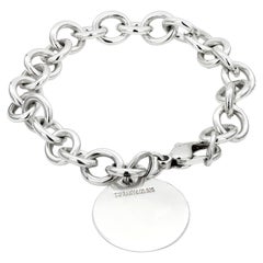 Retro Tiffany and Co. Sterling Silver Link Bracelet with Monogrammed Charm