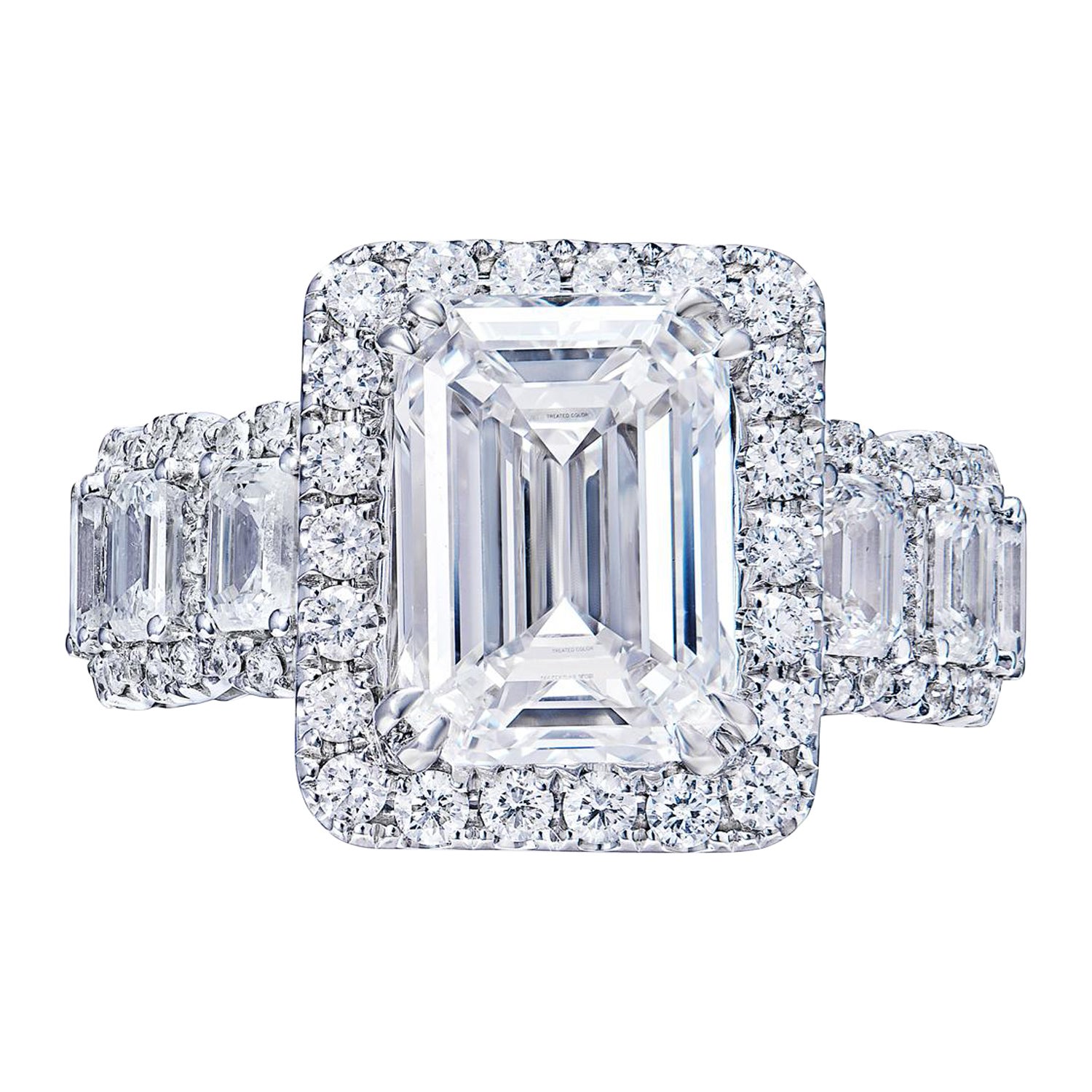 7 Carat Emerald Cut Diamond Engagement Ring GIA Certified E IF
