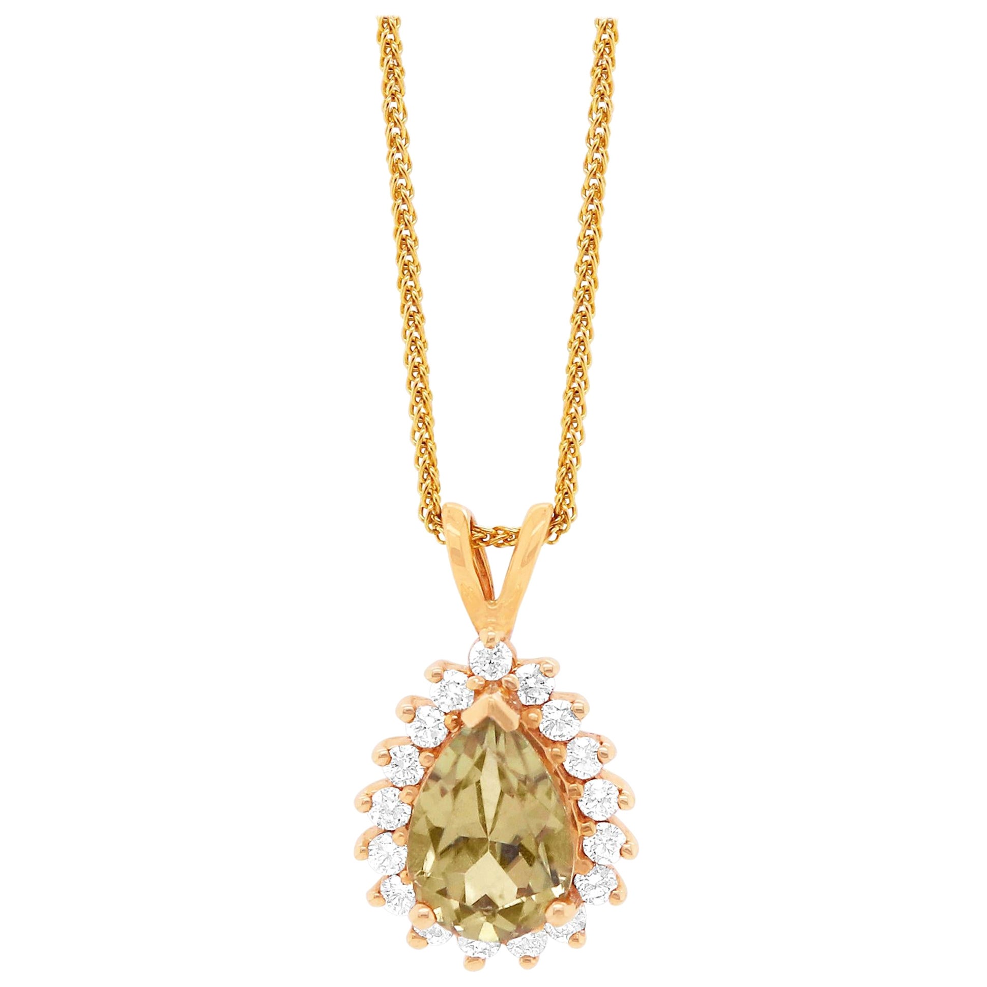 2.37 Carat Natural Color Changing Anatolite and Diamond Fashion Pendant For Sale