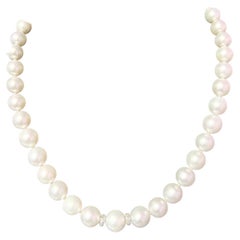 Natural South Sea Pearl Diamond Necklace 14k W Gold Certified