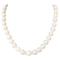 Natural South Sea Pearl Diamond Necklace 14k W Gold Certified