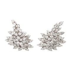 Day & Knight Diamond Starburst Cluster Earrings 9.50 Carats 18 Karat White Gold