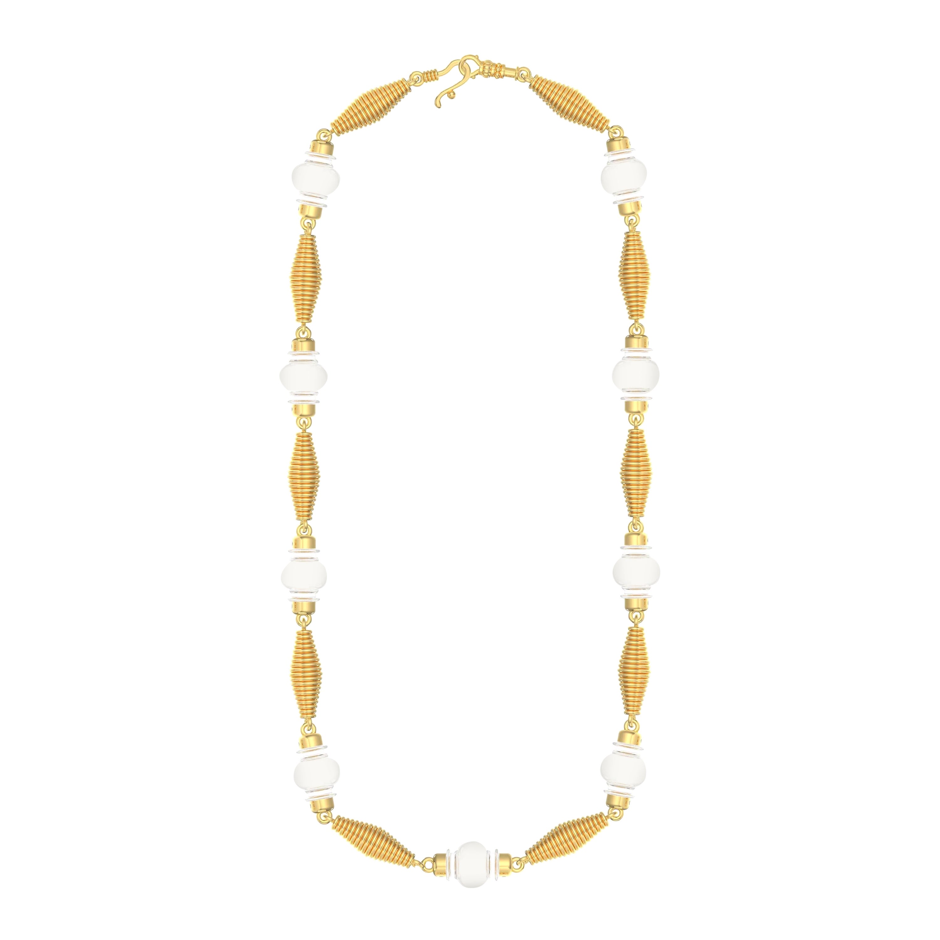 Clear Quartz 18K Gold Sand Necklace For Sale