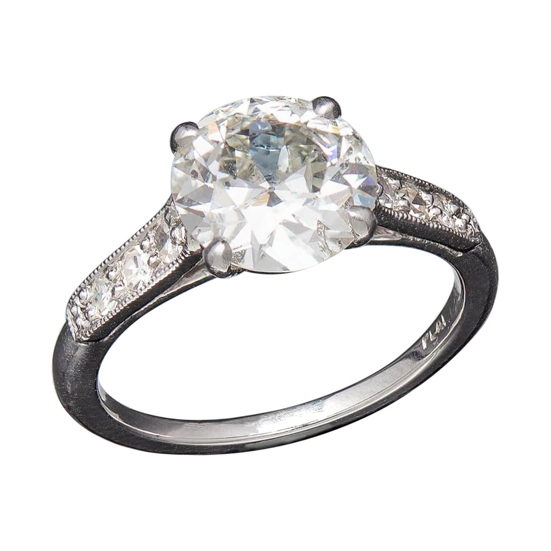 Art Deco Platinum Diamond Engagement Ring 2.03ctw For Sale