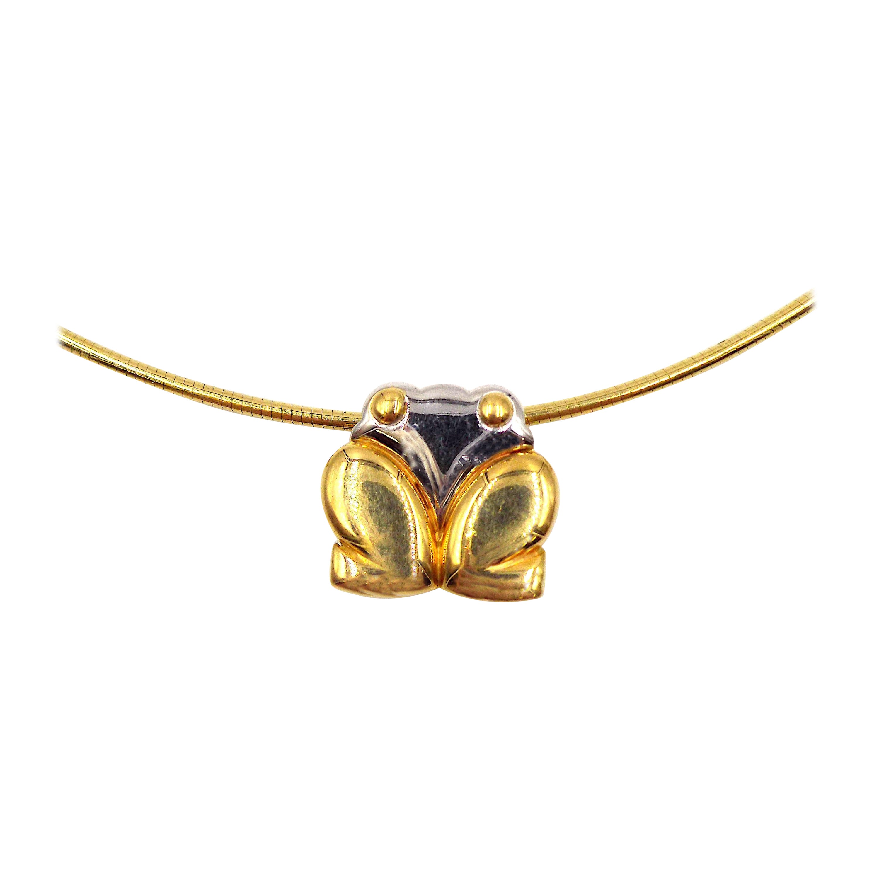 Marina B: 18 Karat Gold Choker-Halskette mit Frosch-Anhänger im Angebot