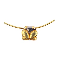 Vintage Marina B 18K Gold Frog Pendant Choker Necklace