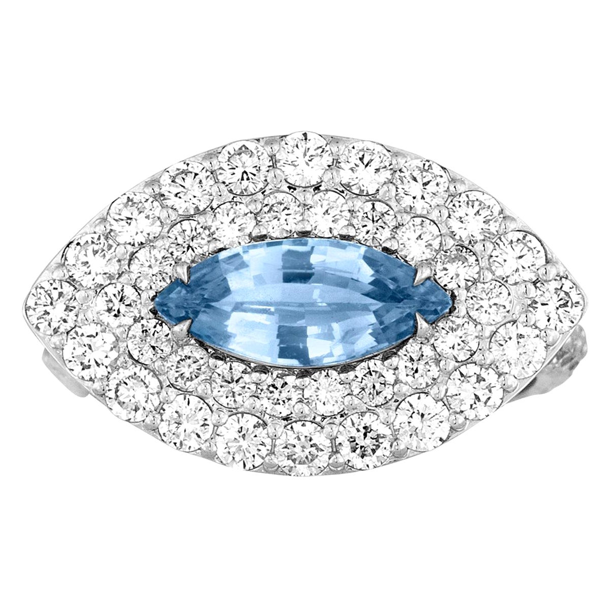 Goldring, zertifiziert 1,02 Karat unbehandelter Marquis-Saphir, Diamant „Evil Eye“