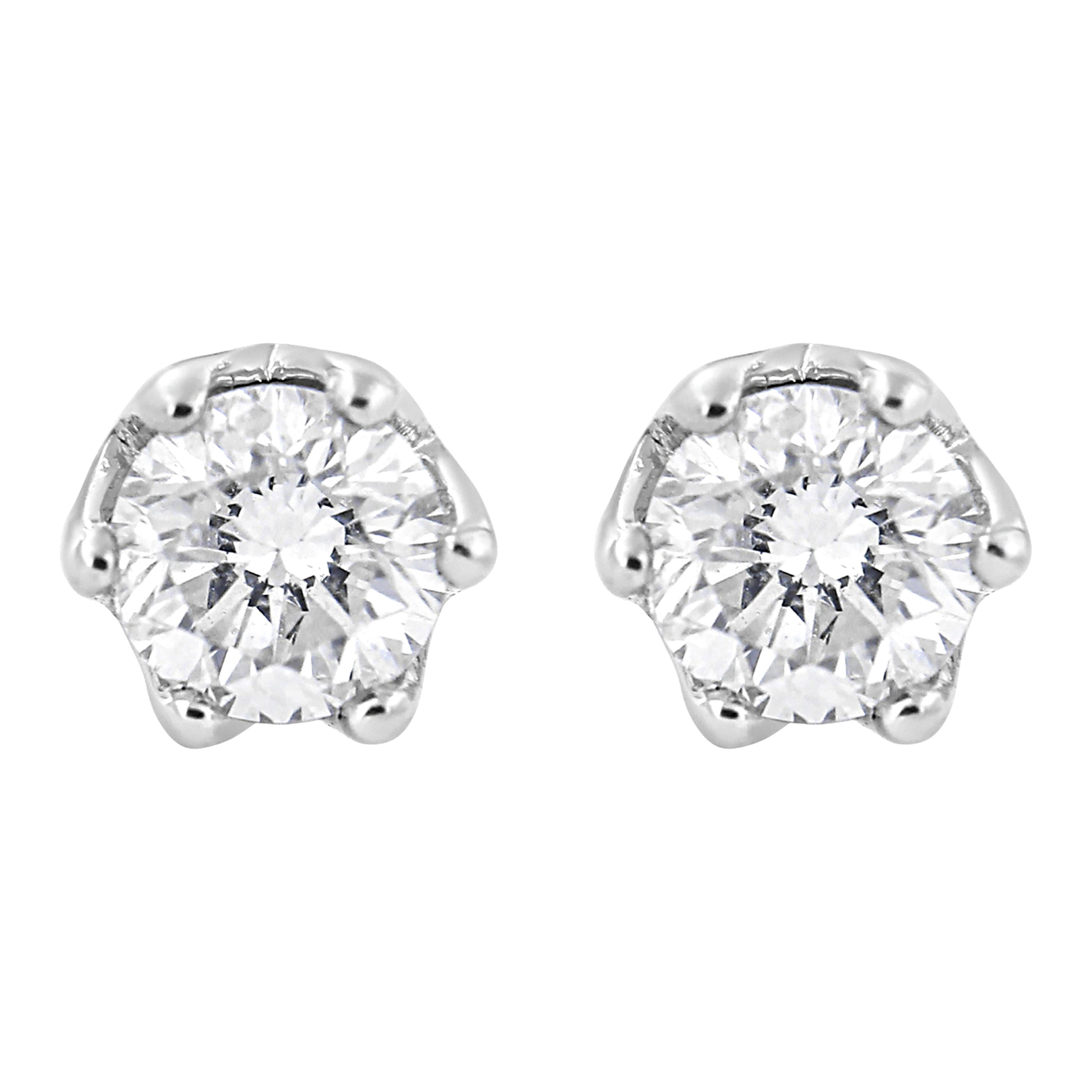 1.30 Carat Round Cut Diamond 14K White Gold Stud Earrings For Sale at ...