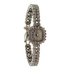 Montre Hamilton en or blanc 14 carats et diamants, pour femmes, années 1970, quartz, service, garantie