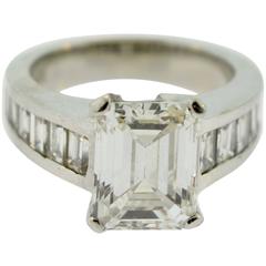 3.5 Carat GIA Cert Internally Flawless Emerald Cut Diamond Engagement Ring