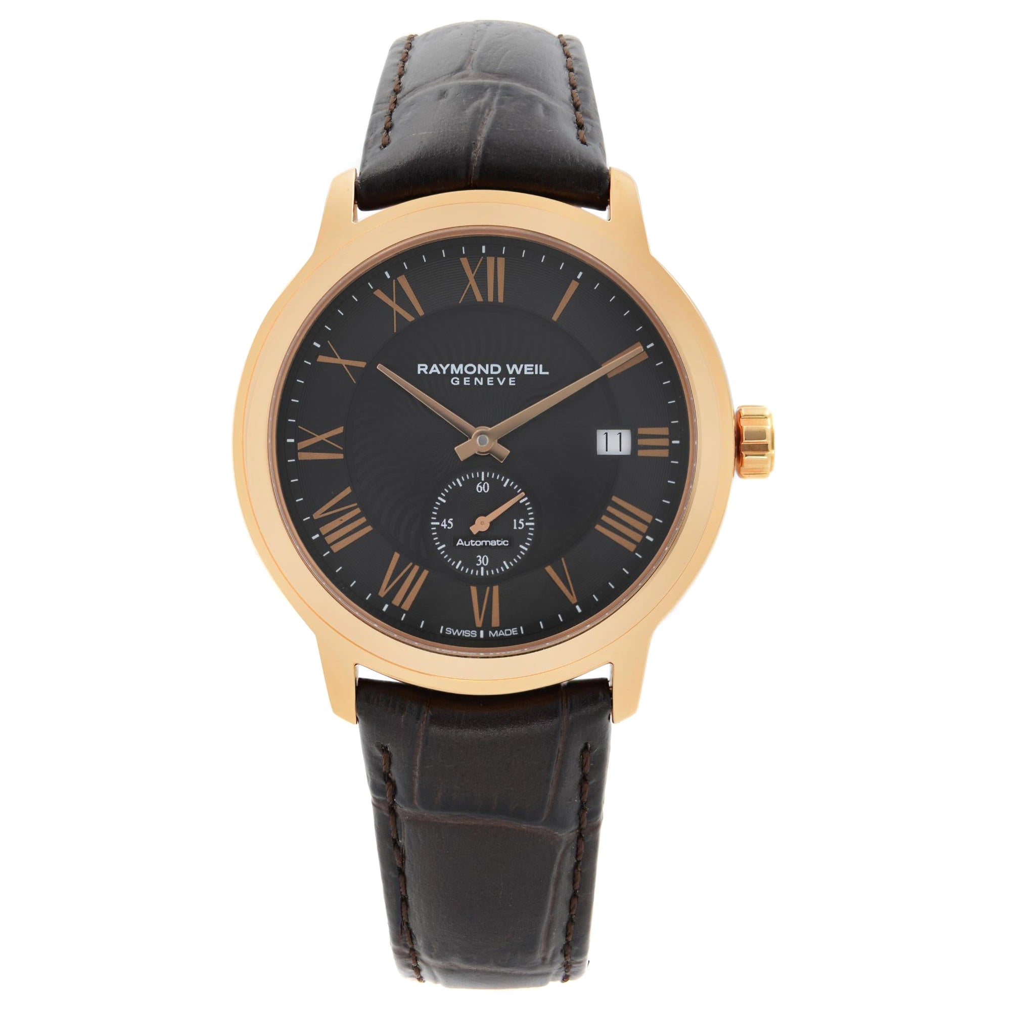 Raymond Weil Maestro Leather Steel Black Automatic Watch 2238-PC5-00209