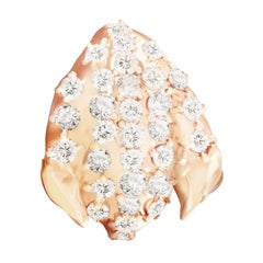 18 Karat Rose Gold Contemporary Peony Petal Brooch with 31 Diamonds