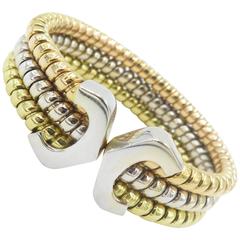Tricolor Gold Cuff Bracelet.
