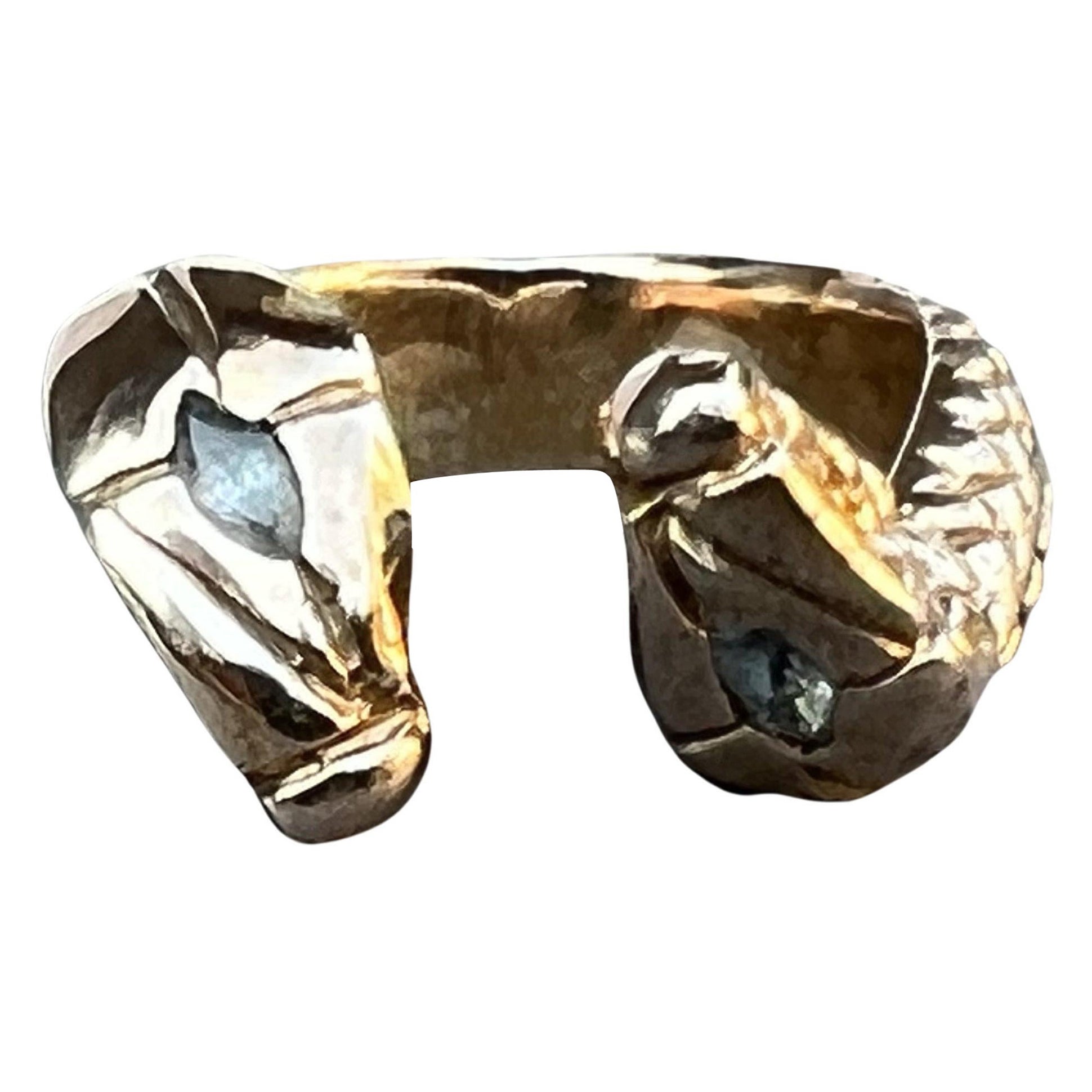 Anillo serpiente aguamarina Anillo cóctel Joyería animal J DAUPHIN en venta