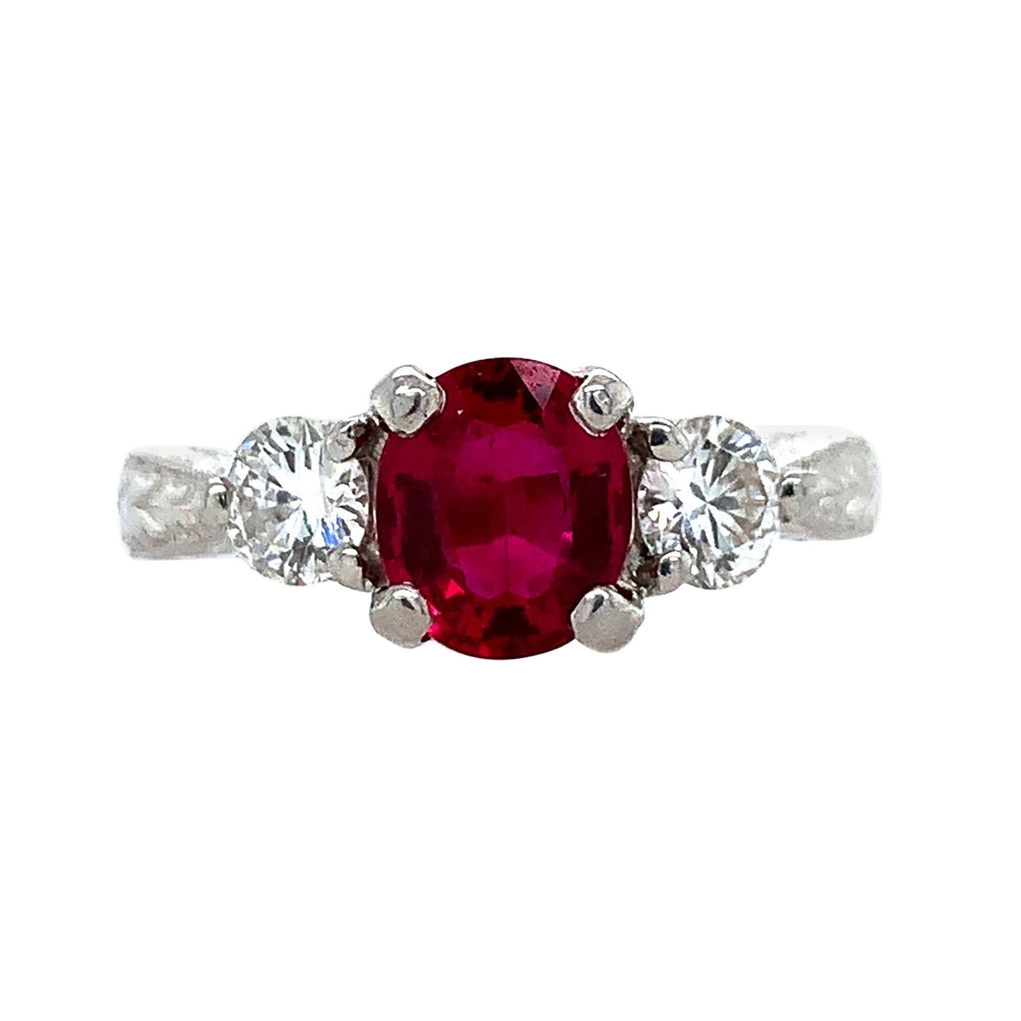 Platinum 1.10 Carat Burmese Ruby Ring GIA