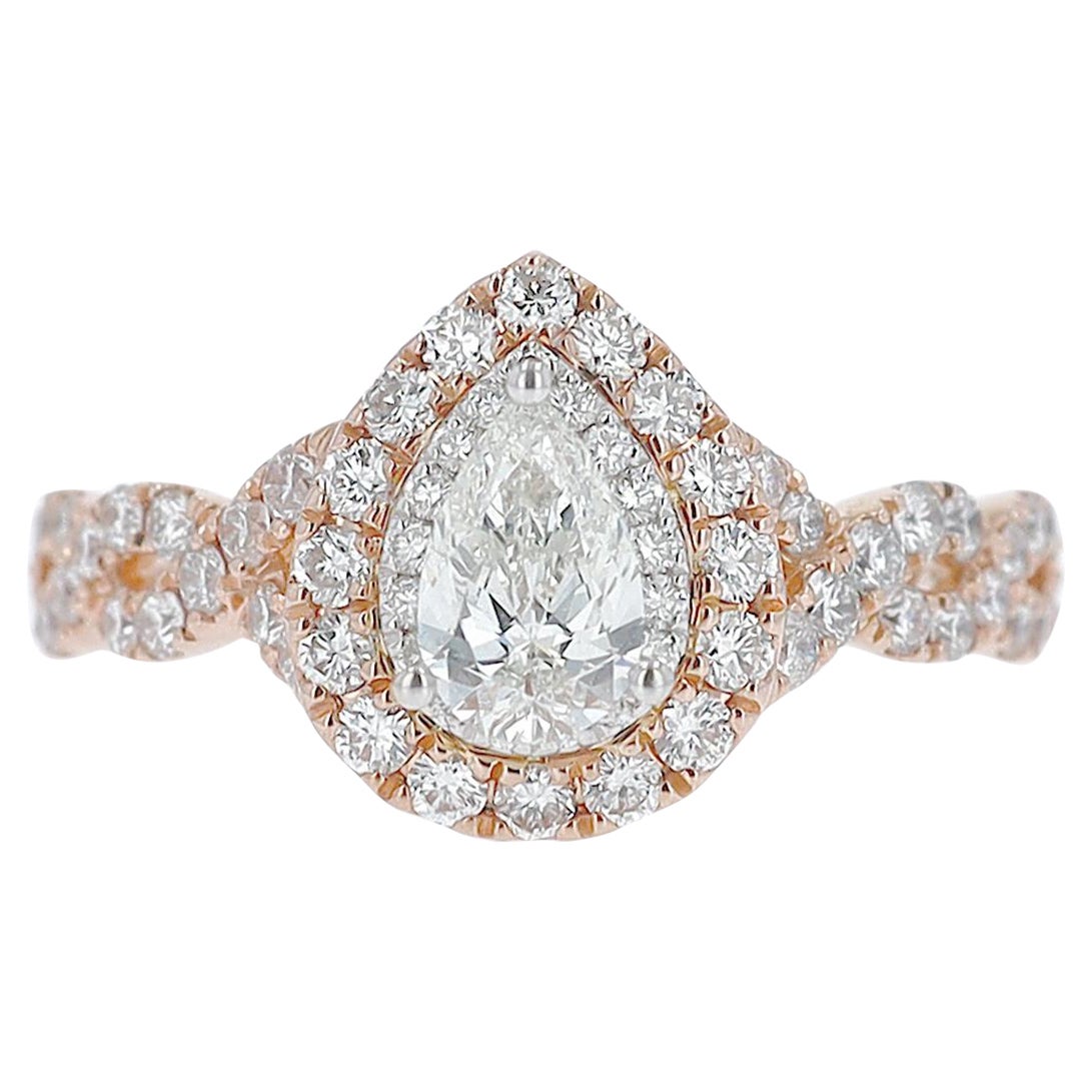 Neil Lane Bague de fiançailles en or rose avec diamant en forme de poire de 0,52 carat