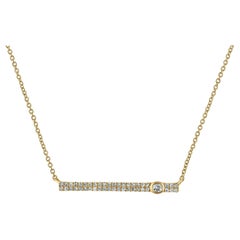 Luxle 1/5 Carat T.W. Collier à barre de diamants ronds en or jaune 14 carats