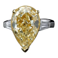 Bague en diamant jaune naturel de 9,14 carats certifié GIA, grande bague en diamant jaune pour femmes