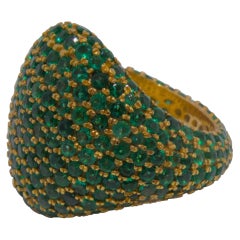 18K Yellow Gold 4.26 Carat Emerald Cocktail Ring